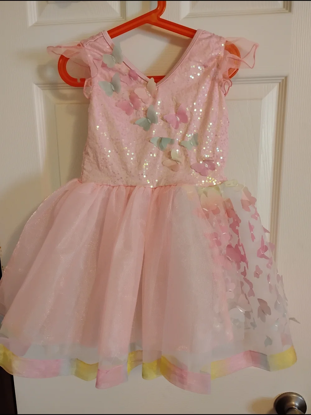 Girls Pink Butterfly Tulle Dance Costume